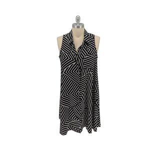 01146 Alfani Striped Shift Shirtdress Black White Size 8P Business casual preppy